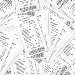 Realistic shopping paper bills seamless pattern
