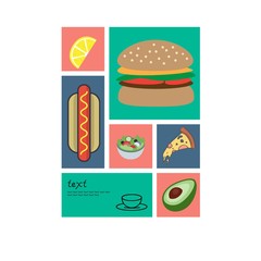 Set of cards with food