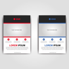 business flyer with two options red and blue in a4 size