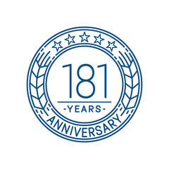 181 years anniversary celebration logo template. Line art vector and illustration.