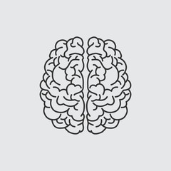 Brain icon. Left and right hemisphere of  brain vector web icon isolated on white background, EPS 10, top view	