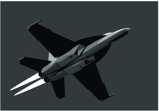 Boeing F/A-18E/F Super Hornet.. Fighter jet in the sky. Vector drawing of modern military aircraft. Image for illustration.