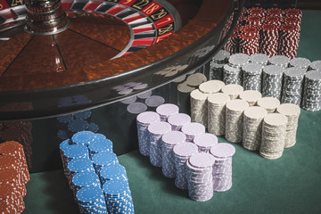 Roulette and chips . Casino. Gambling game.