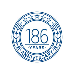 186 years anniversary celebration logo template. Line art vector and illustration.