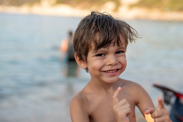 happy little boy because he is on vacation