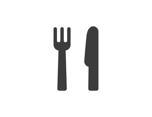 Fork and knife web icon on white background, top view	