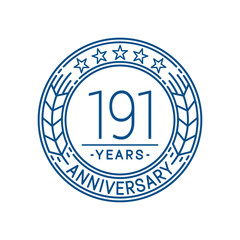 191 years anniversary celebration logo template. Line art vector and illustration.