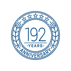 192 years anniversary celebration logo template. Line art vector and illustration.
