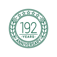 192 years anniversary celebration logo template. Line art vector and illustration.