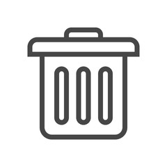 Trash can icon thin line for web and mobile, modern minimalistic flat design. Vector dark grey icon isolated on white background.
