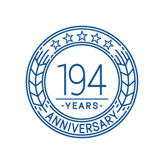 194 years anniversary celebration logo template. Line art vector and illustration.
