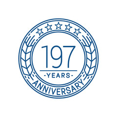 197 years anniversary celebration logo template. Line art vector and illustration.