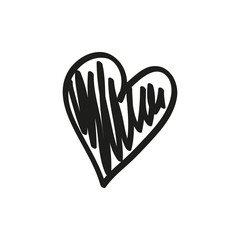 Abstract heart. Love symbol. Hand drawn heart on isolated white background