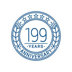 199 years anniversary celebration logo template. Line art vector and illustration.