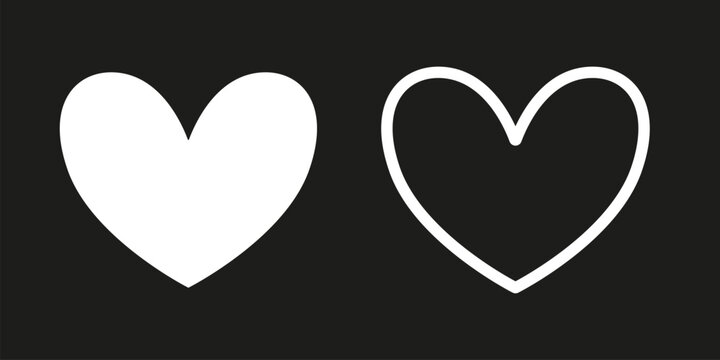White hearts on black background. Black and white illustration. Valentine's day