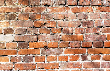Weathered stained brick wall as background