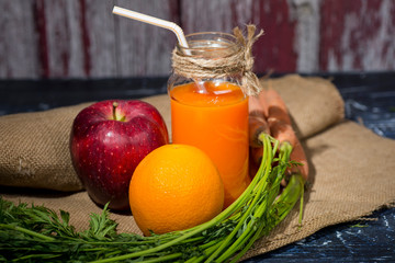 carrot juice, apples and orange