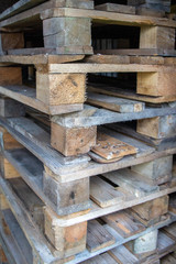 Wooden old pallets from boards close up