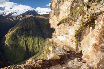 pathway and rock face, Mount Saksarayuq, Andes mountains