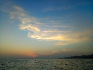 Amazing sea sunset, the sun, waves, clouds