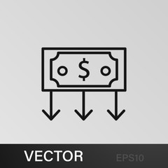 Fototapeta na wymiar Business diversification, investment concept, financing balance icon. Element of money diversification illustration. Signs and symbols icon for websites, web design, mobile app