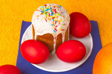 Kulichi, traditional Russian Easter cake with icing