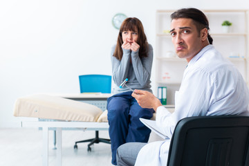 Mentally ill woman patient during doctor visit