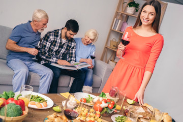 Family sitting at home, spending time together