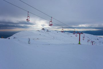 ski mountain resort in Romania, winter scene
