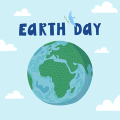 Earth Day concept. Vector flat illustration of the earth