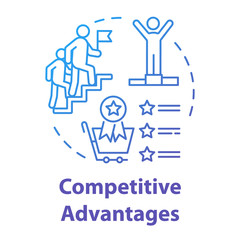 Competitive advantages concept icon. Success in work. Corporate leadership. Ambition and success. Business strategy idea thin line illustration. Vector isolated outline RGB color drawing