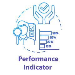 Performance indicator concept icon. Assessment report. Process optimization. Metrics for evaluation. Corporate management idea thin line illustration. Vector isolated outline RGB color drawing