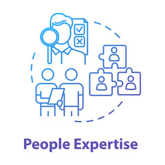 People expertise concept icon. Community work. Human resources. Cooperation for project. Professional advice. Building team idea thin line illustration. Vector isolated outline RGB color drawing