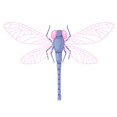 Purple dragonfly with big yellow eyes flat vector illustration isolated on white background
