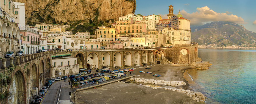 View of small town Atrani - Amalfi Coast, Naples, Italy