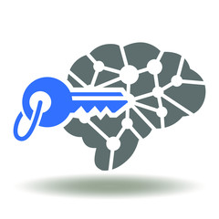 Brain Key Neurons Icon Vector. Mind Think Open AI Secure Creaitve Education Logo.