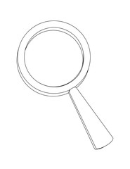 Magnifying glass with purple plastic case flat vector illustration isolated on white background