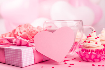 Valentine day gift and heart card