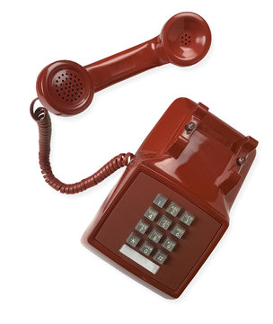 Red Telephone Isolated On White Background