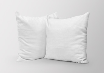 White blank two pillows mockup on isolated background