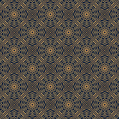Golden oriental pattern design on dark background. Royal pattern design in vector