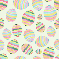 Watercolor seamless print with bright colored Easter eggs.