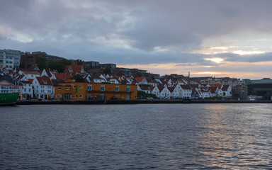 Stavanger at night - Charming town in the Norway. July 2019