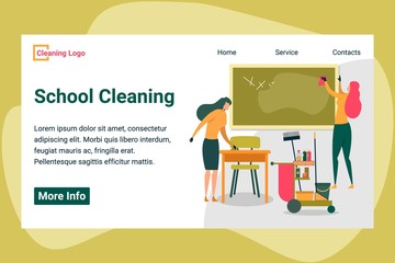 School Cleaning Service Website Design, Workers.
