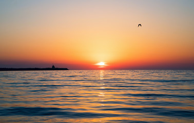 Gentle sunset on the black sea coast of Crimea.