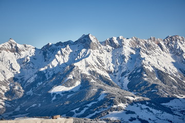 Fototapeta na wymiar snowy mountain winter scenic landscape 