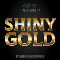 Metallic gold text effect, shiny gold alphabet style