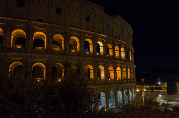 Rome, Italy, September 28th, 2018: The Colosseum at night.