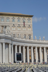 Fototapeta na wymiar Vatican City, Rome, Italy September 29th 2018: Sunday pope speech at Piazza San Pietro Vatican City