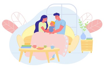 Obraz premium Cozy Atmosphere Evening in Young Family with Tea.